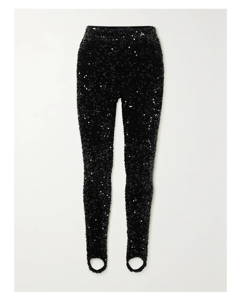Richard Quinn Leggings Aus Stretch-jersey Mit Pailletten Und Steg - Schwarz Schwarz