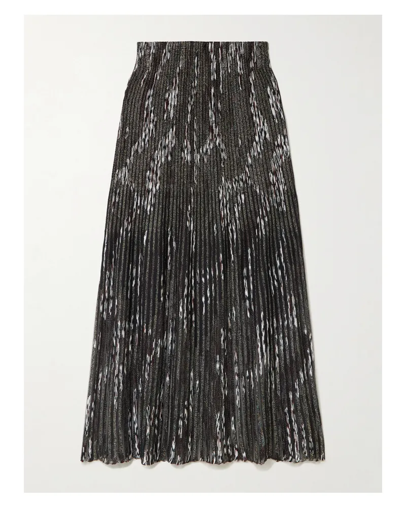 Missoni Midirock Aus Gestreiftem Metallic-häkelstrick - Schwarz Schwarz