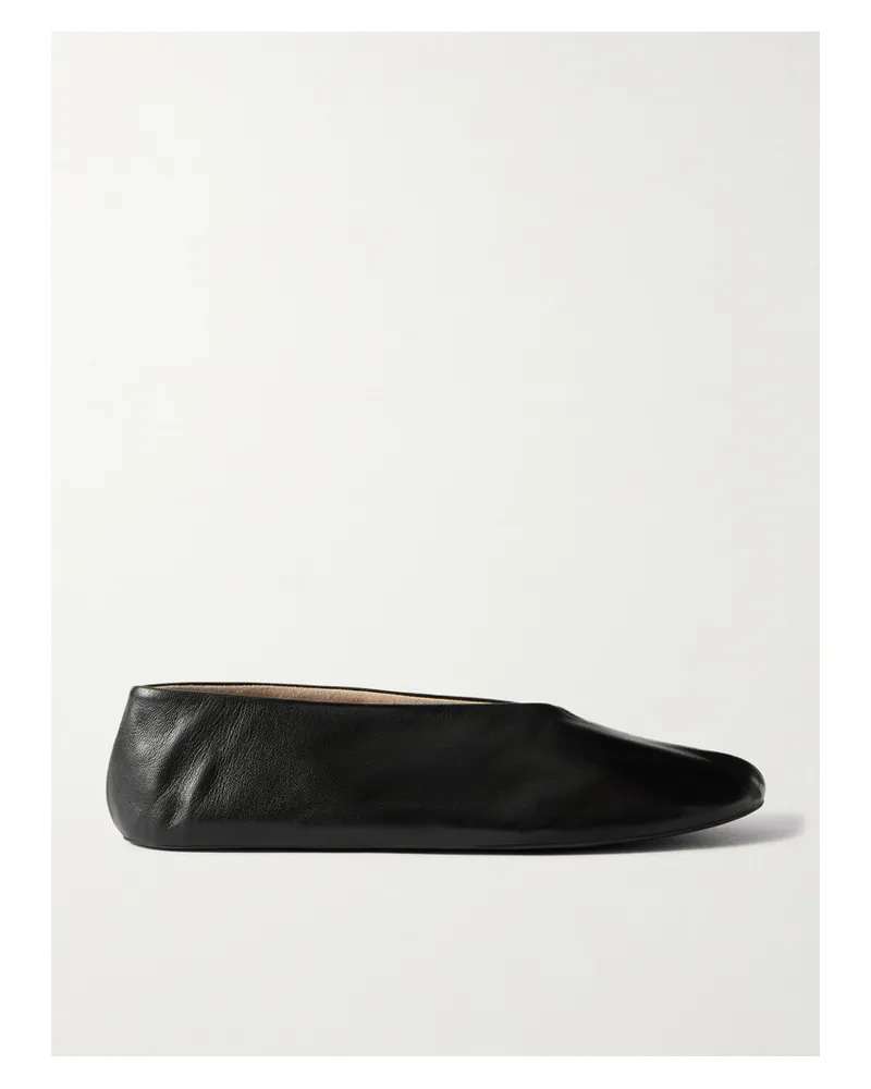 The Row Stella Leather Ballet Flats - Black Black