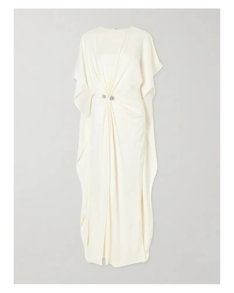 Brandon Maxwell Draped Embellished Crepe Midi Dress - Neutrals Neutrals