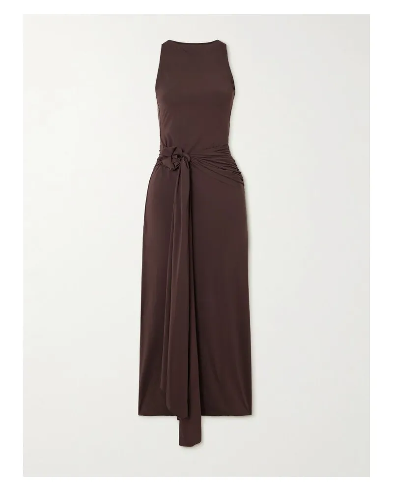 Maygel Coronel Tirso Rückenfreies Midikleid Aus Stretch-jersey Mit Applikation Und Knoten - Braun Braun