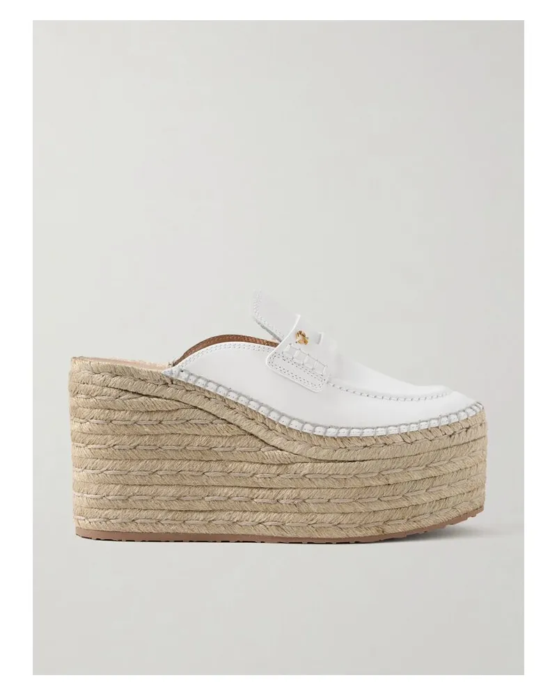 Gianvito Rossi Maxilla 45 Espadrille-mules Aus Leder Mit Plateau - Weiß Weiß