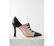 Sisygambis 105 Zweifarbige Pumps Aus Leder Mit Zierknöpfen - Neutral