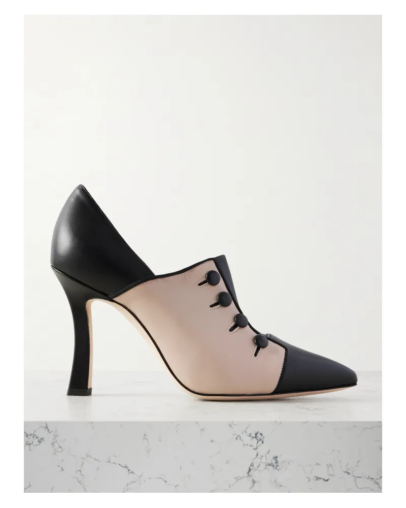 Manolo Blahnik Sisygambis 105 Zweifarbige Pumps Aus Leder Mit Zierknöpfen - Neutral Neutral