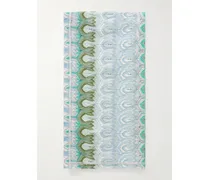 Striped Metallic Crochet-knit Wrap - Blue