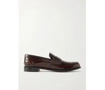 Robin Glossed-leather Penny Loafers - Brown