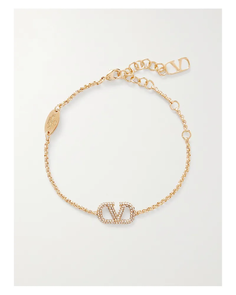 Valentino Garavani Vlogo Goldfarbenes Armband Mit Swarovski-kristallen Gold