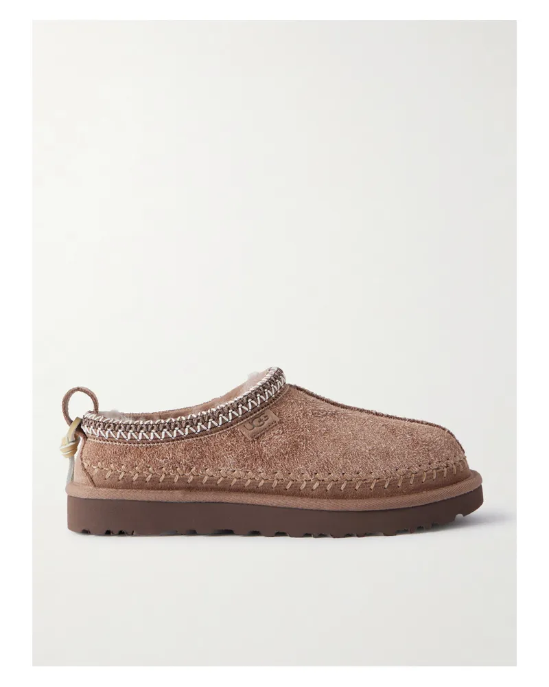 UGG Tasman Biarritz Slippers Aus Gebürstetem Veloursleder Mit Shearling-futter - Braun Braun
