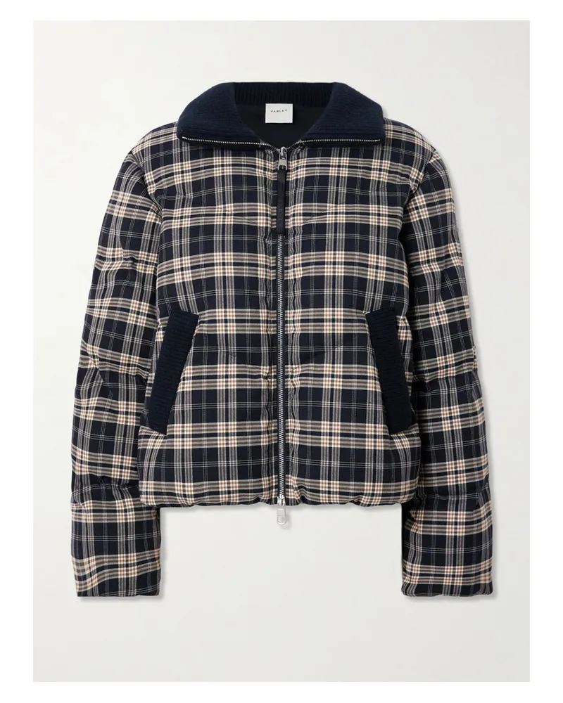 Varley Bryony Gesteppte Skijacke Mit Karomuster Und Besätzen In Rippstrick - Blau Blau