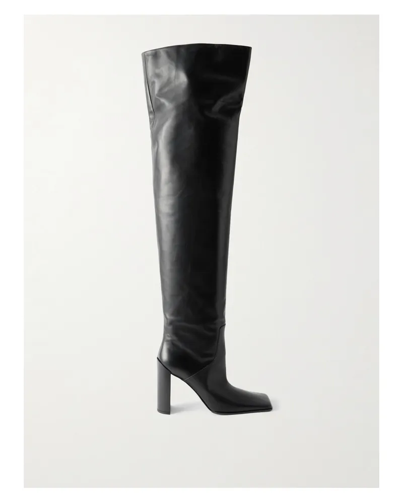 Alaïa 90 Overknees Aus Leder - Schwarz Schwarz