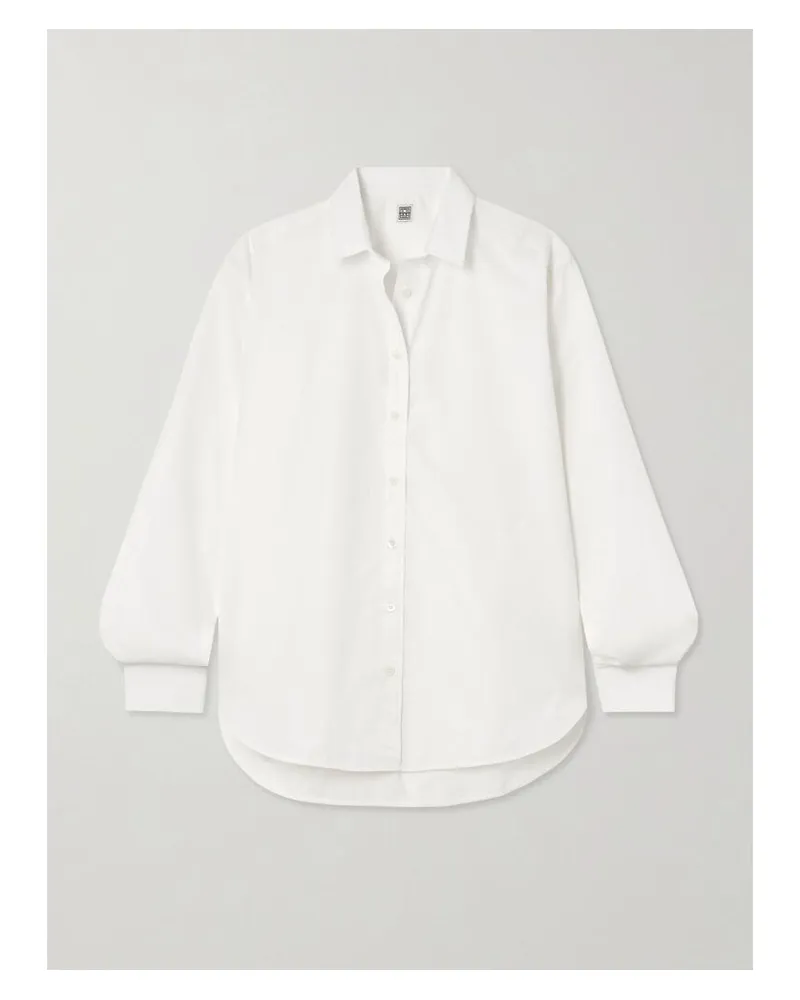 Totême Oversized-hemd Aus Biobaumwollpopeline Mit Stickerei - Weiß Weiß