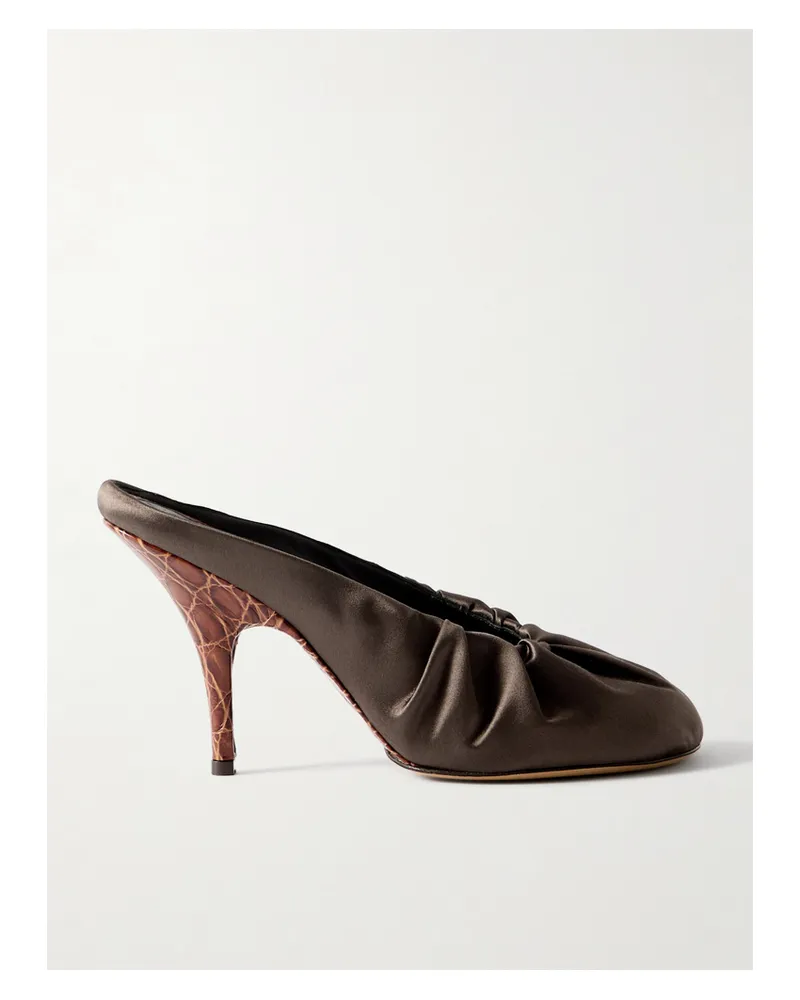 Dries van Noten Mules Aus Satin Mit Raffungen - Braun Braun