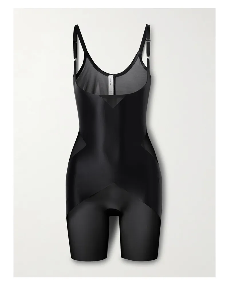 Spanx Spanxshape™ Satin-x™ Open-bust Mid-thigh Bodysuit - Black Black