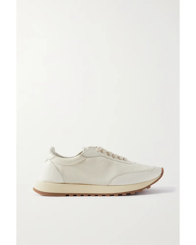 The Row Owen Runner Leather And Mesh Sneakers - Cream Cream