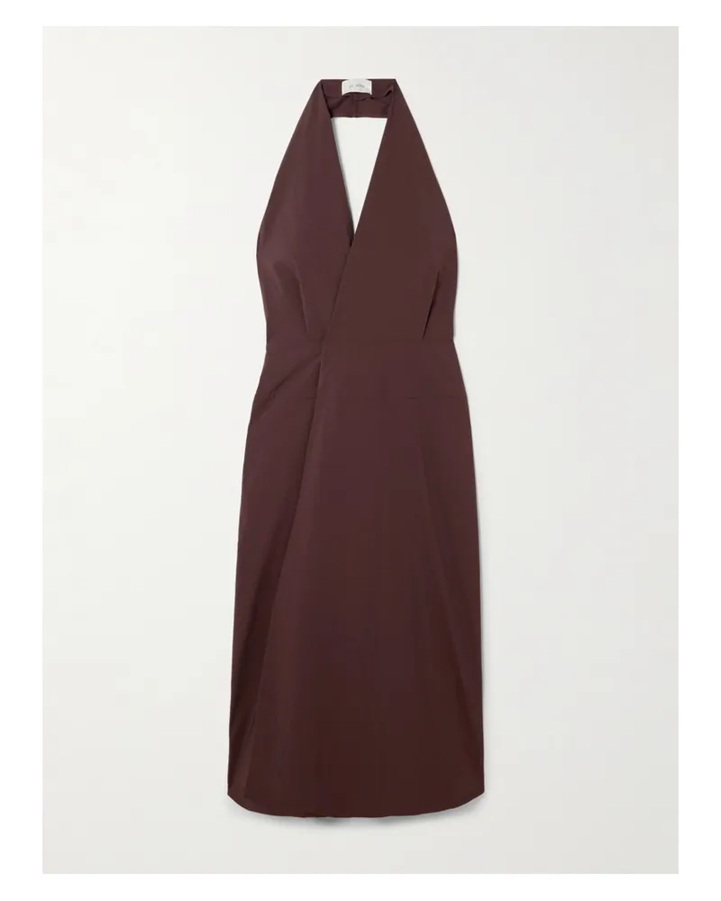 St. Agni Cotton-blend Poplin Halterneck Wrap Dress - Brown Brown