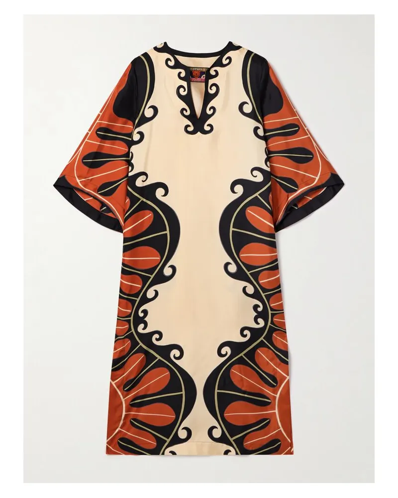 La DoubleJ Mother Kaftan Aus Bedrucktem Seiden-twill - Creme Creme