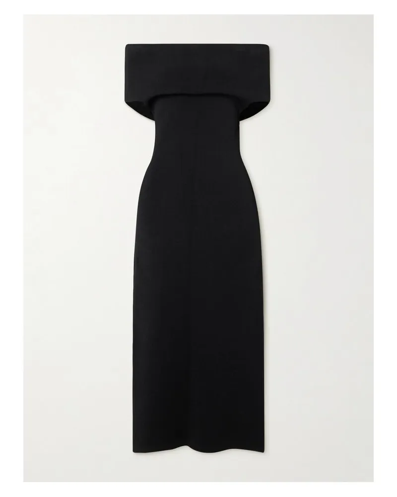 Totême Schulterfreies Midikleid Aus Jersey - Schwarz Schwarz