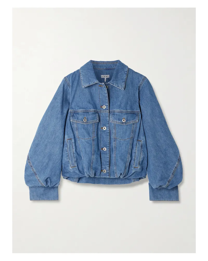 Loewe Gathered Denim Jacket - Blue Blue