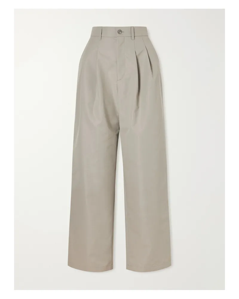WARDROBE.NYC Pleated Cotton-blend Wide-leg Pants - Brown Brown