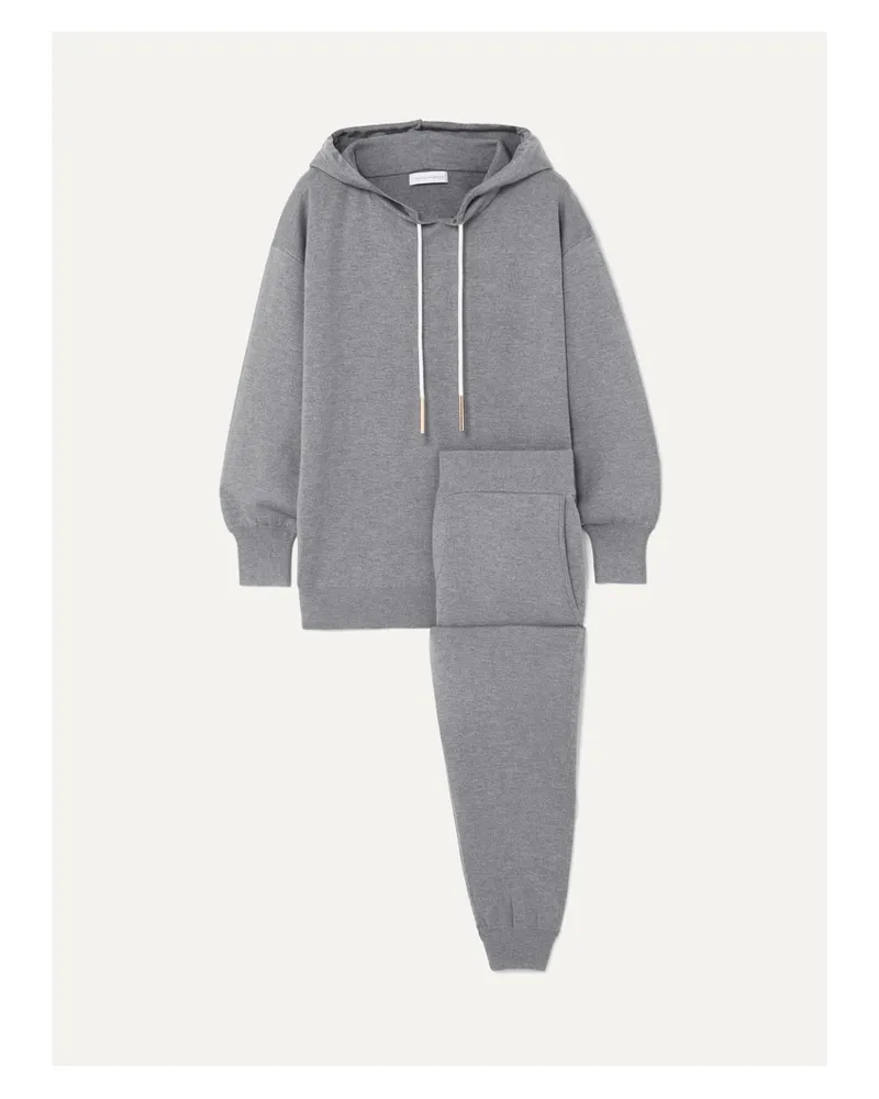 Olivia von Halle Gia London Silk And Cashmere-blend Hoodie And Track Pants Set - Gray Gray