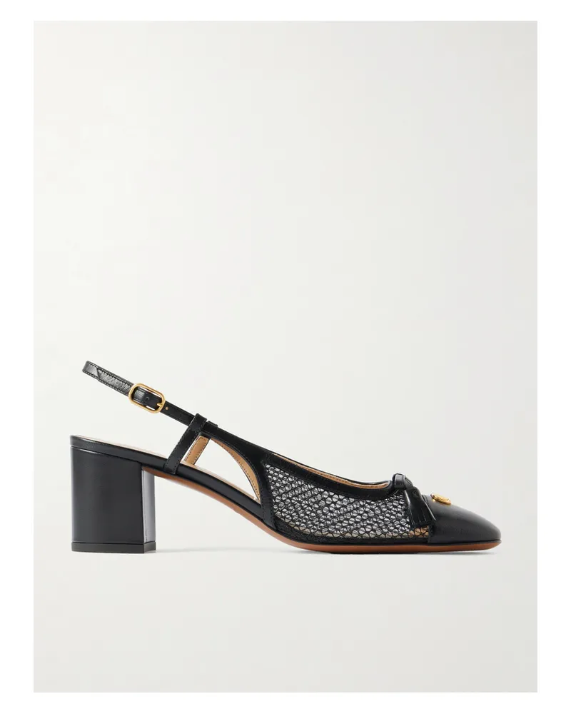 Valentino Garavani Valet Du Roi 60 Tasseled Leather And Mesh Slingback Pumps - Black Black