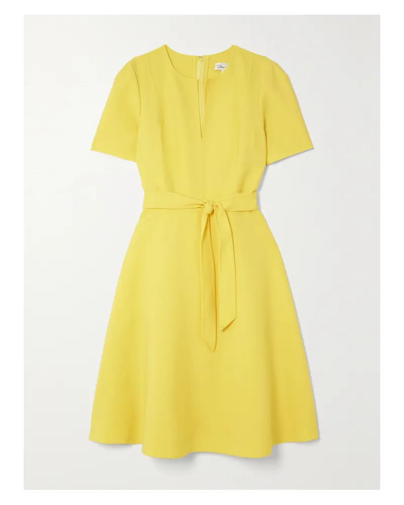 Oscar de la Renta Kleid Aus Einer Wollmischung Mit Bindegürtel - Gelb Gelb