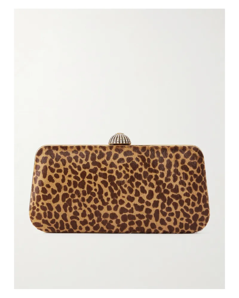 Valentino Garavani Carry Secrets Embellished Leopard-print Calf Hair Clutch - Animal Print Animal