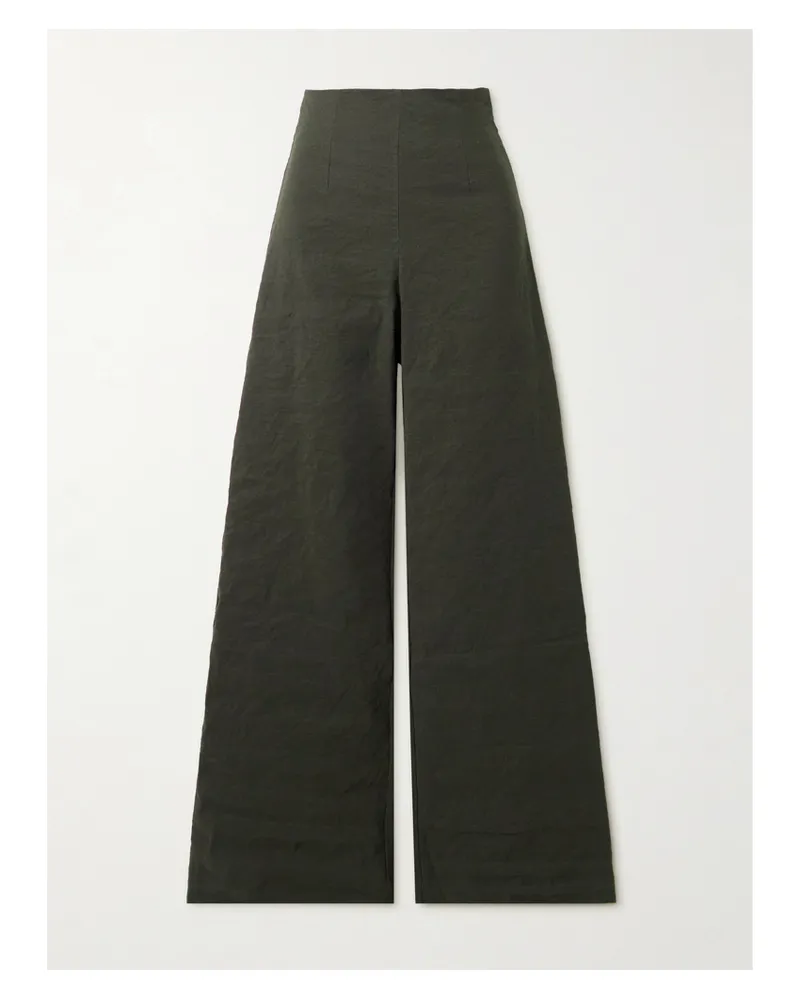 Cortana Turmalina Hose Mit Weitem Bein Aus Einer Baumwollmischung In Metallic-optik - Schwarz Schwarz