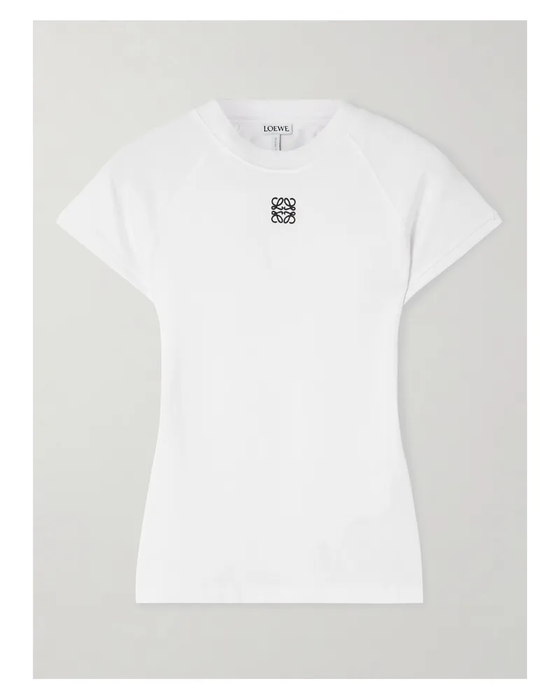 Loewe Anagram Embroidered Cotton-blend Jersey T-shirt - White White