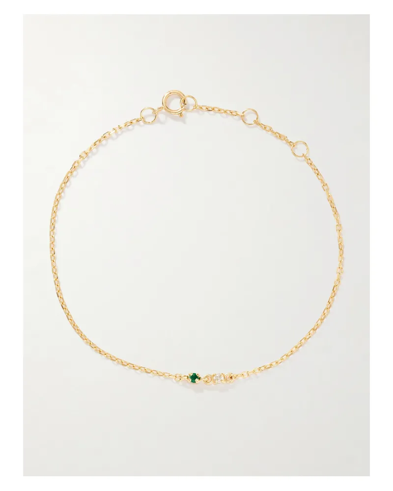 Stone & Strand Tiny Goddess Armband Aus 14 Karat Gold Mit Smaragd Und Diamant Gold