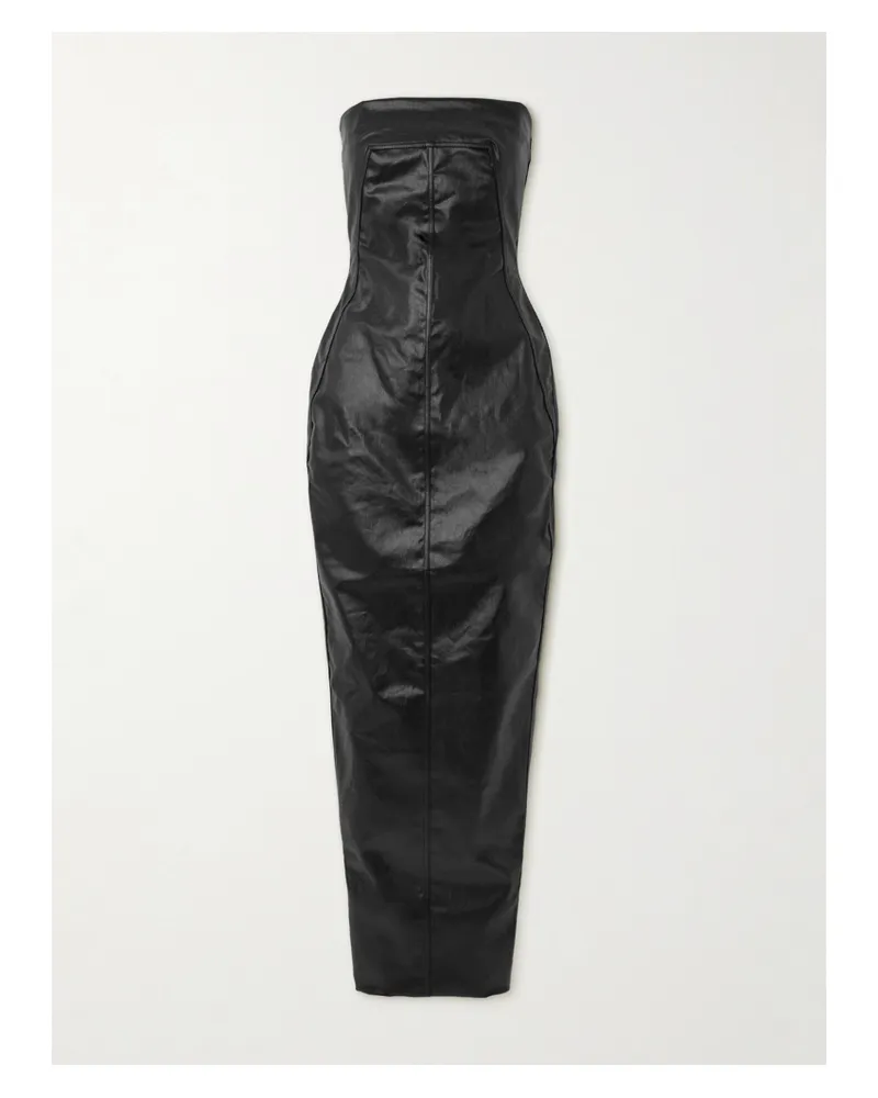 Rick Owens Lido Trägerlose Robe Aus Beschichtetem Denim - Schwarz Schwarz