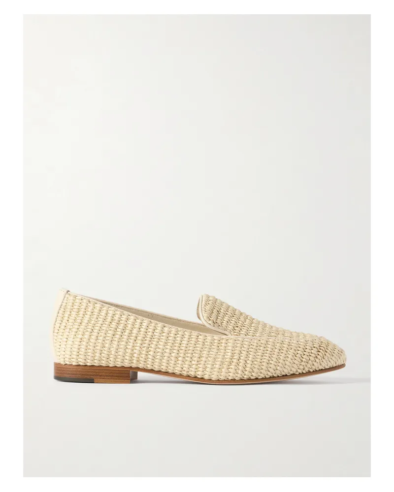 Manolo Blahnik Pitakara Loafers Aus Raffiabast Mit Lederbesätzen - Creme Creme