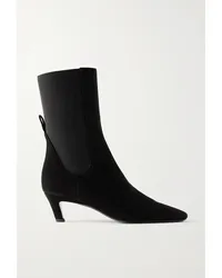 Totême The Mid Heel Stiefel aus Veloursleder Schwarz