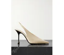 Isa 95 Slingback-pumps Aus Leder Mit Schlangeneffekt - Elfenbein