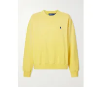 Embroidered Cotton-blend Fleece Sweatsihrt - Yellow