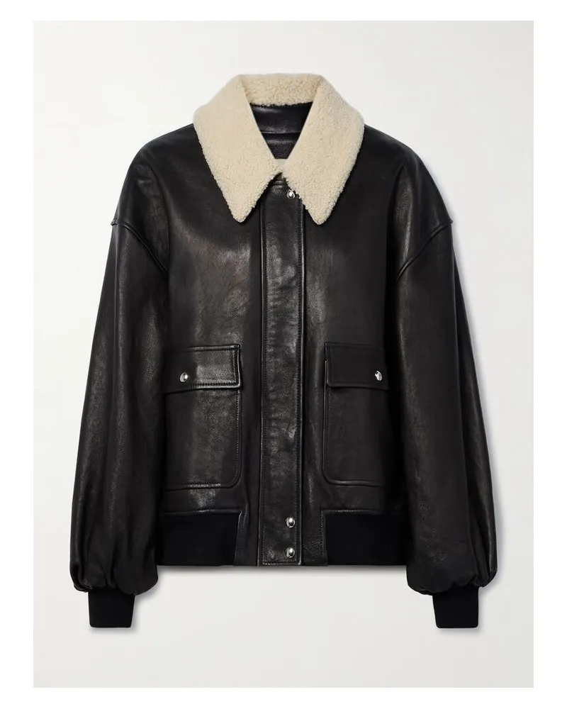KHAITE Shellar Lederjacke Mit Shearling-besatz - Schwarz Schwarz