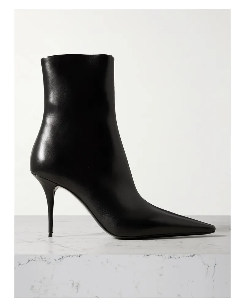 Saint Laurent Ashley Leather Ankle Boots - Black Black