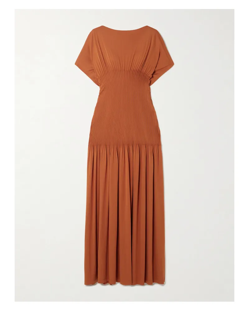 Totême Maxikleid Aus Stretch-jersey Mit Falten - Orange Orange