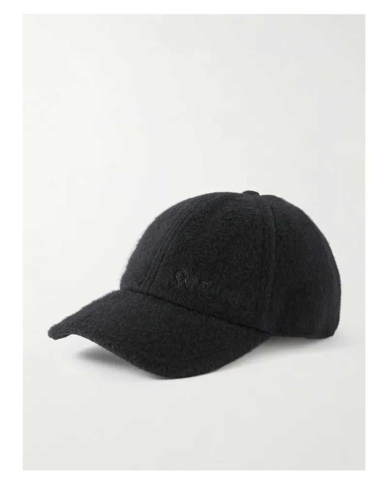 Saint Laurent Baseballkappe Aus Gebürstetem Kaschmir Mit Stickerei - Schwarz Schwarz