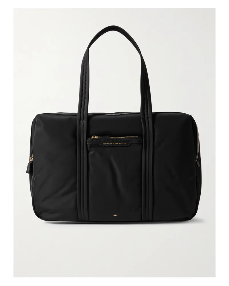 Anya Hindmarch 24 Hour Leather-trimmed Econyl® Weekend Bag - Black Black