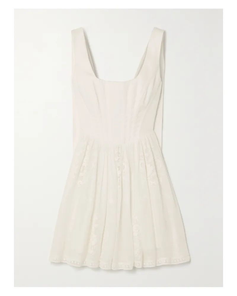 Zimmermann Alight Minikleid Aus Ramie Mit Bustier Und Spitzeneinsätzen - Elfenbein Elfenbein