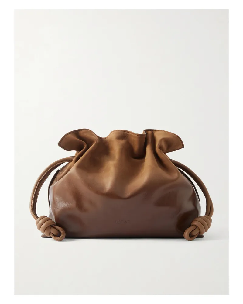 Loewe Flamenco Medium Dégradé Patent-nubuck Clutch - Brown Brown