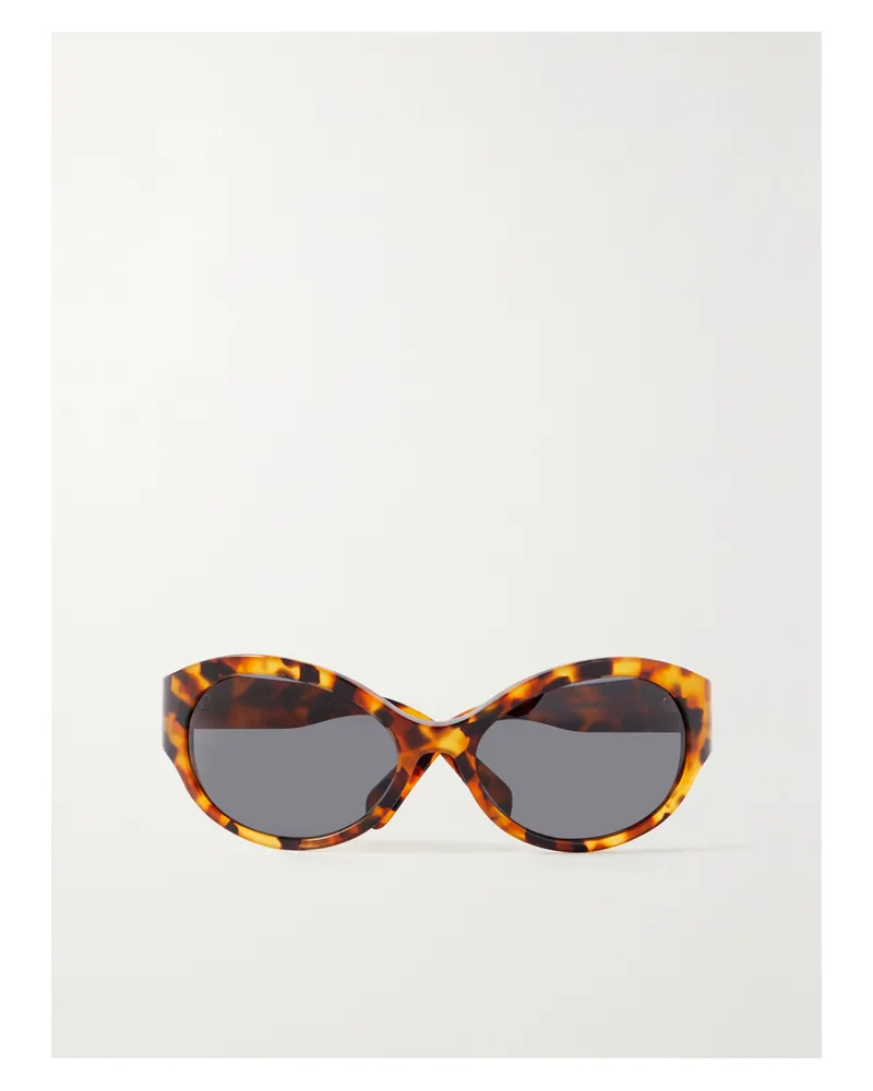 Celine Triomphe Oversized Round-frame Acetate Sunglasses - Brown Brown