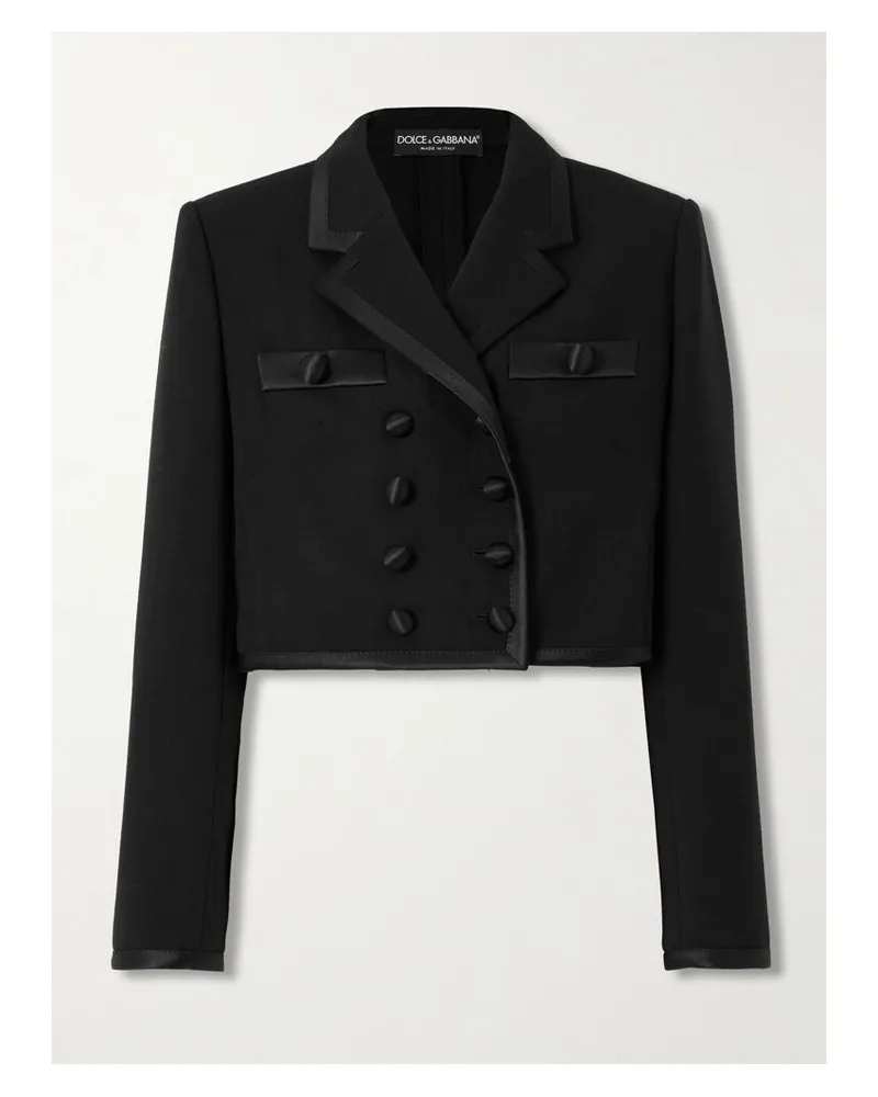 Dolce & Gabbana Blazer Aus Einer Wollmischung Mit Satinbesatz - Schwarz Schwarz