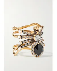 Alexander McQueen Spider Goldfarbener Ring Schwarz