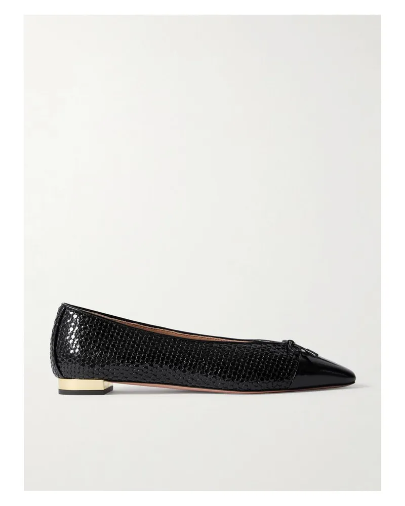 Aquazzura Gioia Ballerinas Aus Strukturiertem Glanzleder - Schwarz Schwarz