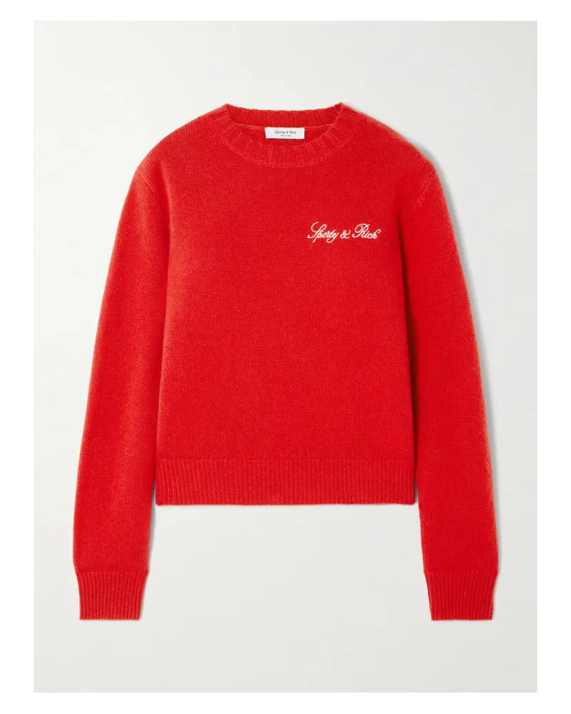 SPORTY & RICH Vendome Pullover Aus Einer Kaschmir-wollmischung Mit Stickerei - Rot Rot