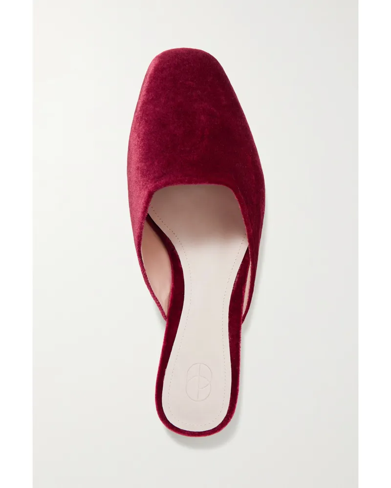 Porte & Paire Slippers Aus Samt - Burgunder Burgunder