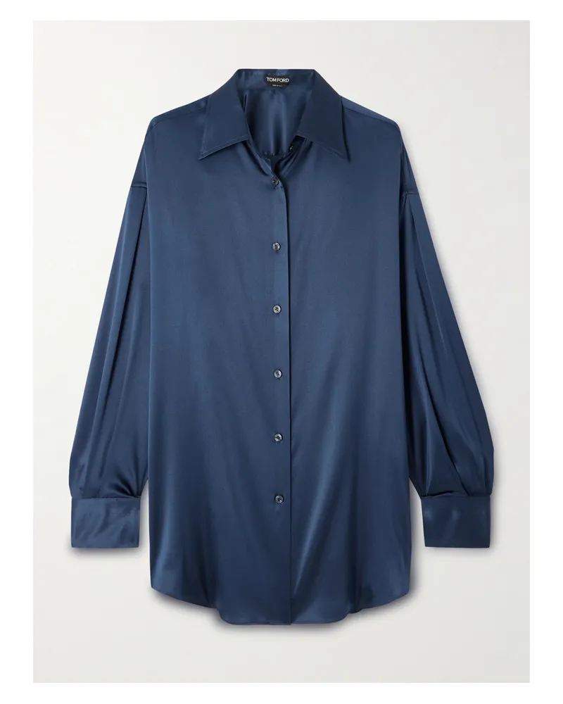 Tom Ford Oversized-hemd Aus Satin Aus Stretch-seidensatin - Blau Blau