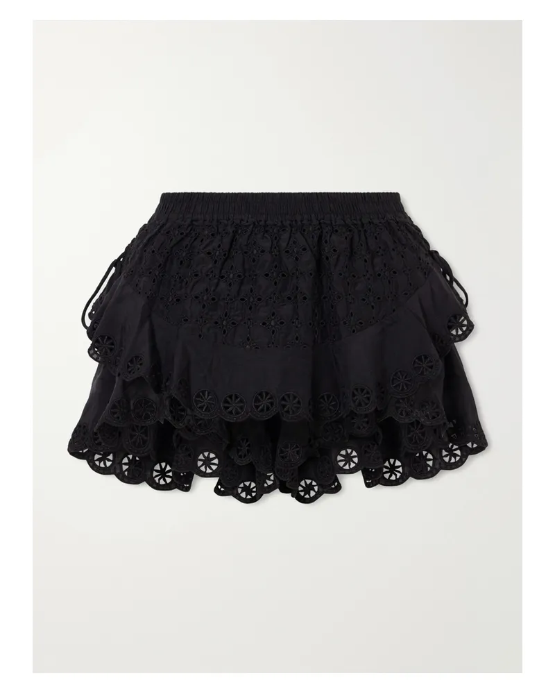 Isabel Marant Embroidered Cotton And Silk-blend Shorts - Black Black